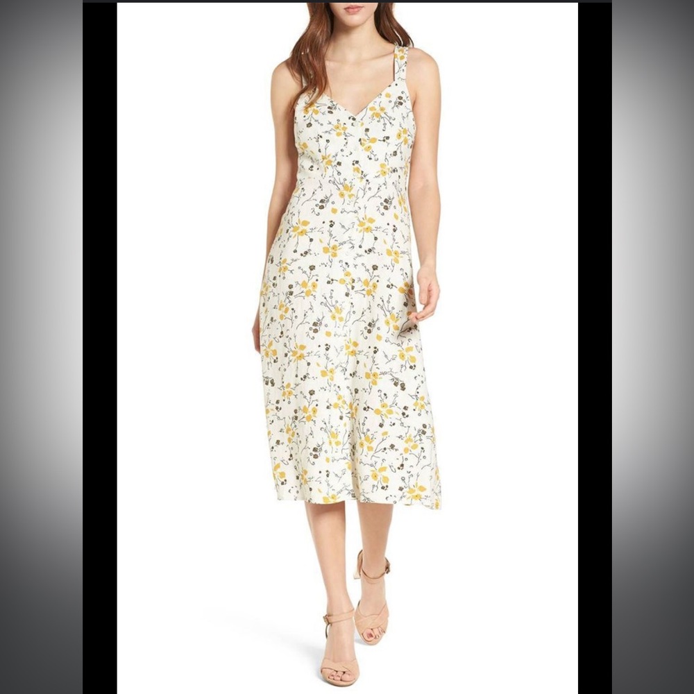 BP‎ Women's Floral Print Tie Back Midi Dress Party Everyday Teacher Size Small